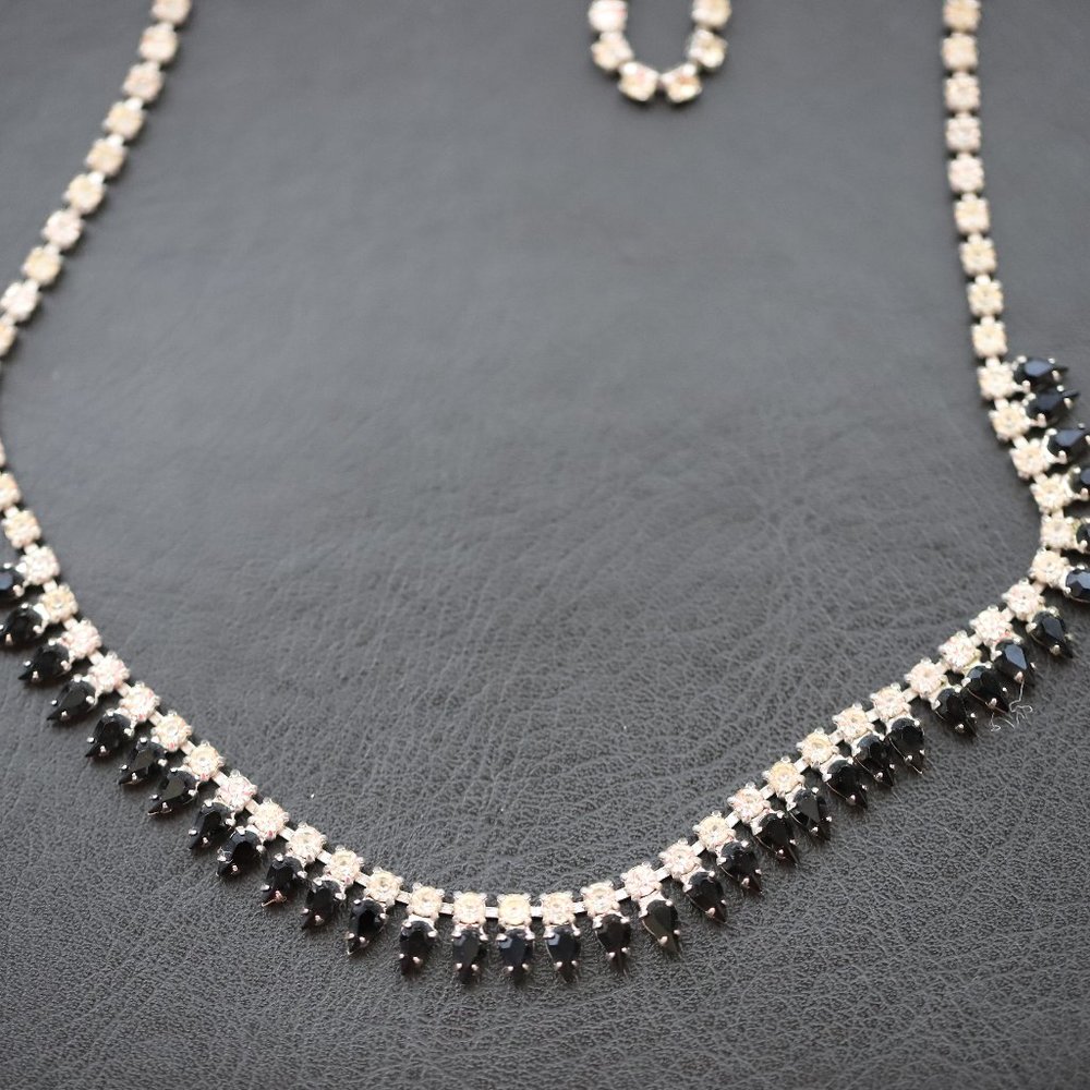 SIGNED B DAVID VINTAGE COSTUME STATEMENT JEWELRY DARK BLUE STONES - Picture 3 of 8